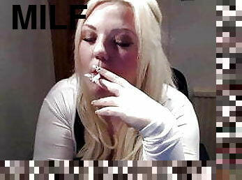 Cute Blonde BBW Smoking