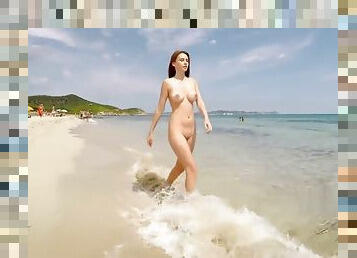 Cute teen nude on Beach