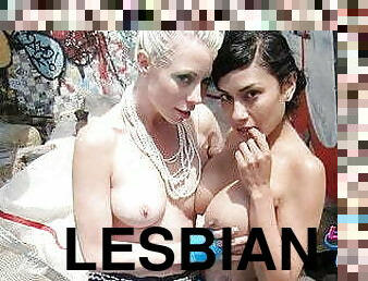 ציצי-גדול, ציבורי, כוס-pussy, לסבית-lesbian, החוף, לעשות-עם-האצבע, בלונדיני, טבעי