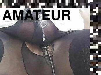 shemale, amatør, cumshot, leke, tysk, bdsm, strømper-stockings, cum, nylon, lær