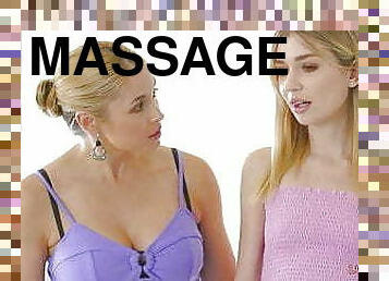 Three girls enjoying a massage together