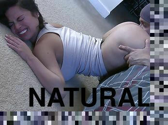 Natural-tit babe is getting her ass licked