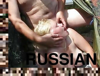Russian mature amateur couple in nature