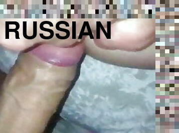 Russian sissy girl Masha gives a cool blowjob to her uncle
