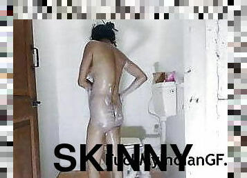 Skinny Indian GF Bhabhi Taking Shower After Fuck