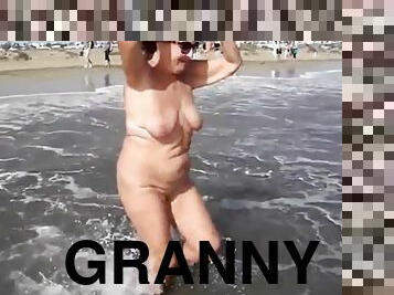 nudisti, ulkotiloissa, julkinen, amatööri, isoäiti-granny, kamera, tirkistely