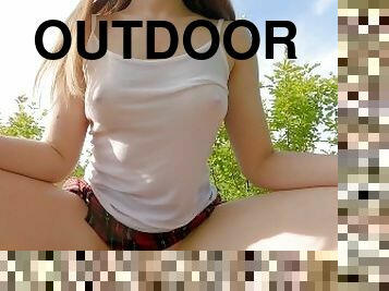 estilo-cão, na-rua, público, aluna, pov, colégio, ejaculação, natural, perfeito, cowgirl