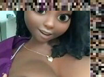 Ebony Gf showing big tits on Snapchat