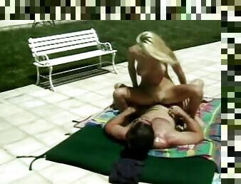 Hot blonde babe gets pounded hard from behind