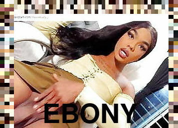 ebony caramel tranny strokes big cock for you