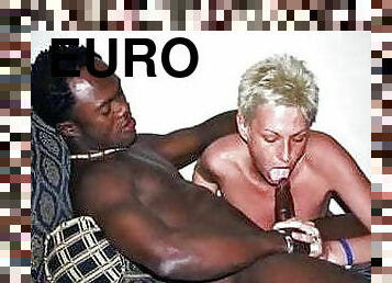 interracial, beijando, europeia, loira, euro