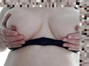 Nipples with wife&#039;s bra