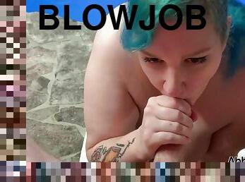 Blowjob At The Pool And Cum Swallowing By German Goth Bbw Abby Strange