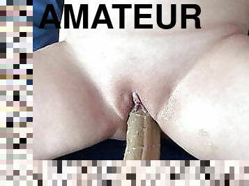 gros-nichons, clito, énorme, chatte-pussy, gode-ceinture, amateur, jouet, point-de-vue, américaine, serrée