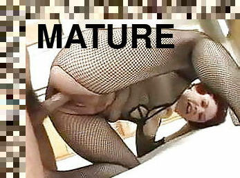 Mature Woman in Body Stocking Get Fucked In All Her Holes
