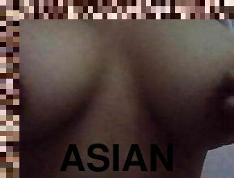ázijské, veľké-prsia, masturbácia, nadržané, jebanie, prsia, filipínske