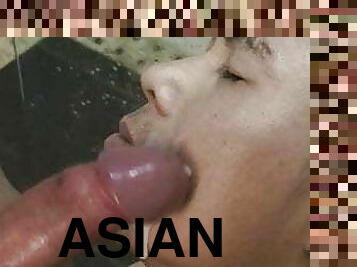 asiatique, gay, doigtage, sur-le-visage, bukkake