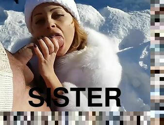 Having Sex My Sister Outdoor In The Snow