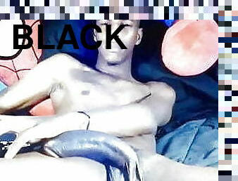 Black guy edges his huge hung thick monster cock