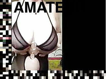 tetas-grandes, esposa, amateur, maduro, casero, desnudándose, lencería, natural, calientapollas