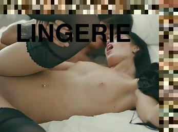 anal, babes, hardcore, petite-amie, lingerie, bout-a-bout, brunette, érotique, sucer