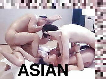 asien, orgie, hautenge, anal-sex, blasen, spielzeug, homosexuell, gruppensex, muskulös, twink