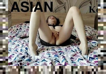 asiatique, masturbation, orgasme, écolière, amateur, babes, ados, pieds, collège, solo