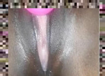 Young Ebony Slut Uses Her Vibrator on Her Clit To Reach A Real Pulsating Orgasm