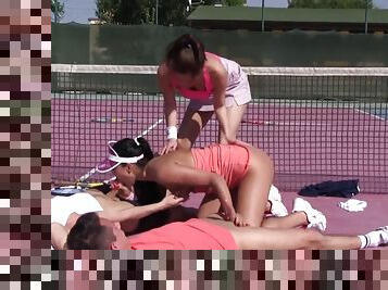 Fourway Teens Pussyfucked On Tennis Court