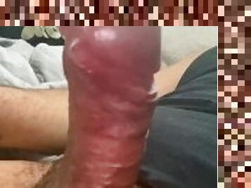 Horny messy Jerk off with accidental cum drip
