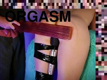 With a Doxy wand strapped to their leg, Brodie is spanked with a paddle and made to cum (Preview)