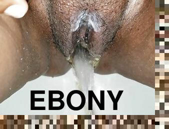 pissing, pussy, squirt, ebony, milf, svart, våt