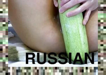 Stuffing Zucchini in Pussy - Little Nika