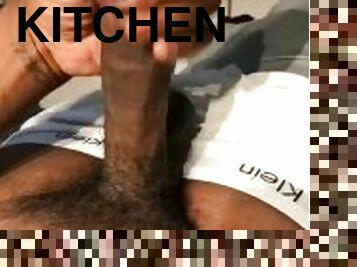 masturbation, amateur, ébène, énorme-bite, branlette, black, point-de-vue, cuisine, fétiche, solo