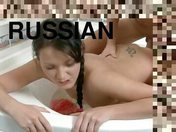 Tall Big Ass Russian Teen WIth Pink Nipples Gets Nailed Hard In The Shower
