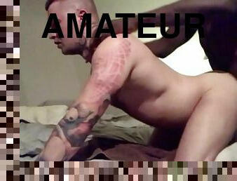 orgasme, amateur, anal, énorme-bite, interracial, gay, blanc, minet, tatouage, bite