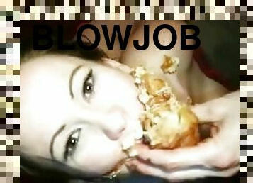 messy food blowjob