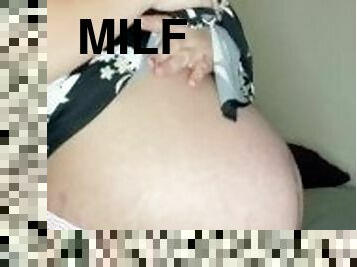 8 month pregnant SFW tease
