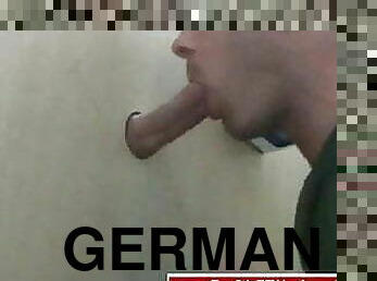 German guy sucks dick through GloryHole and ass-flipping