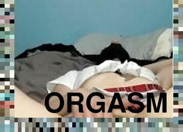 masturbation, orgasm, kvinnligt-sprut, flickvän, söt, ensam