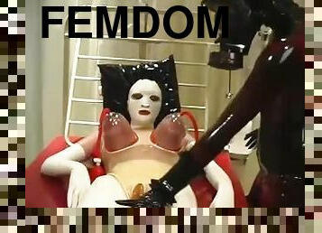 payu-dara-besar, lesbian, hamba, fetish, latex, perempuan-simpanan, femdom, topeng, getah