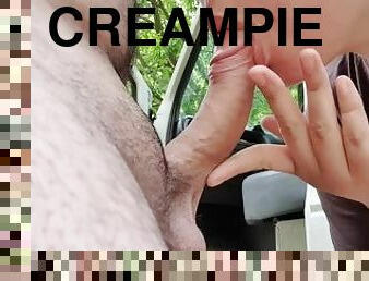 Stranger fucks bbw in the back of his truck with huge creampie her POV