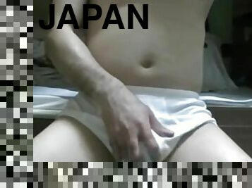 Japanese amateur, cumshot wearing white briefs!