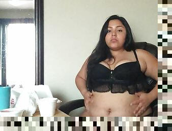 Cute BBW belly stuffer