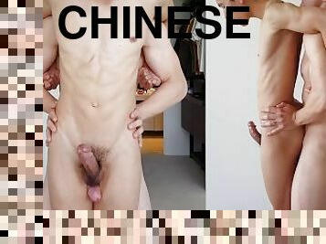 asiatisk, homofil, hjemmelaget, par, kåt, knulling-fucking, kineser, hvit, twink
