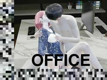 kontor, fisse-pussy, sekretær, amatør, japans, spiller, creampie, anime, hentai, smuk