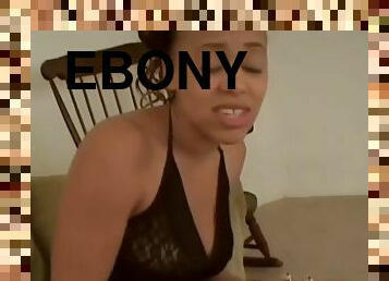 Cock teasing shy ebony strips