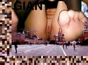 Giantess Samira observing the world of the tinys. While she enslaves one in her pussy