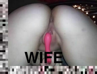 Hot wife masterbates with pink vibrator