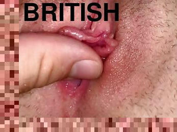 clitoris, orgasmi, pillu-pussy, amatööri, kiimainen, britti, märkä
